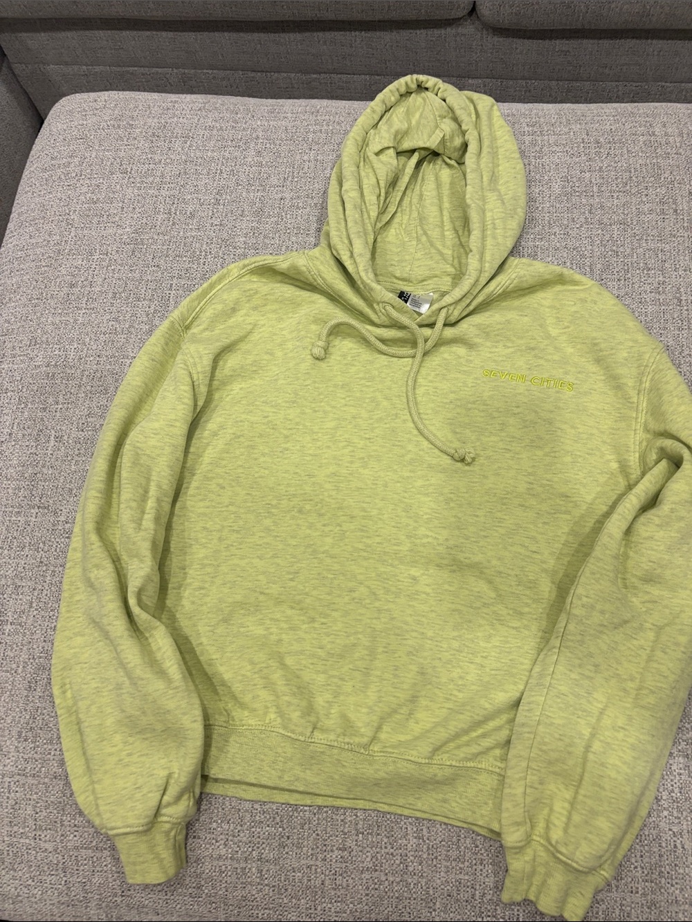 Divided Crewneck Hoodie in Lime Green